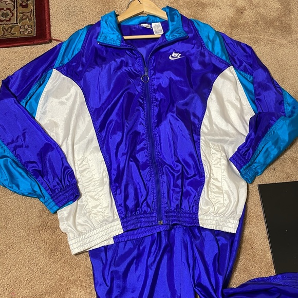 90s Nike Windbreaker Track suit men’s Large, purple/white/teal - Picture 5 of 14